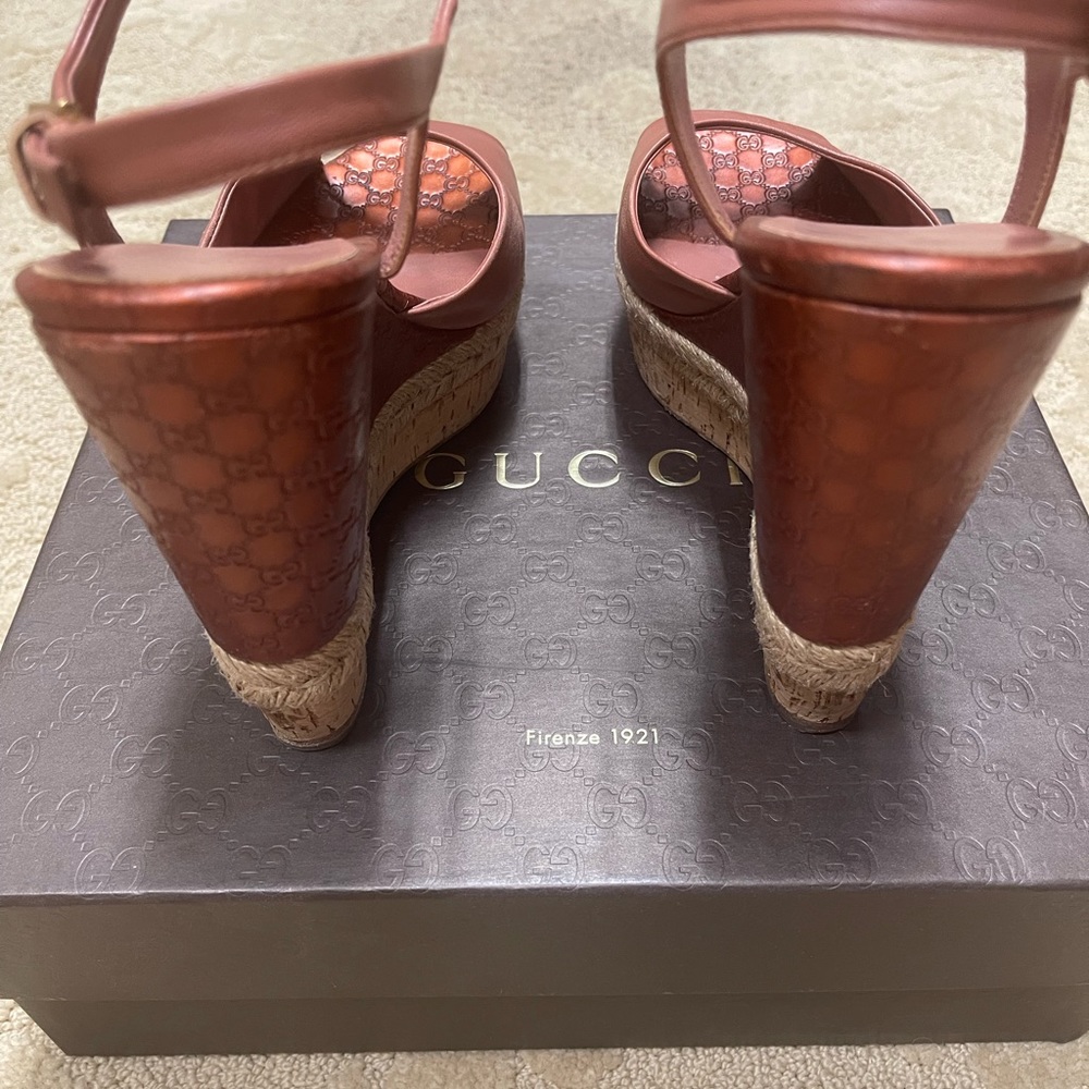 Gucci platform Desert Rose Espadrille wedge Sandals - Picture 4 of 8